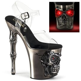 Pleaser RAPTURE-808-LT Sandali con Plateau Trasparente Argento EU-35 / US-5