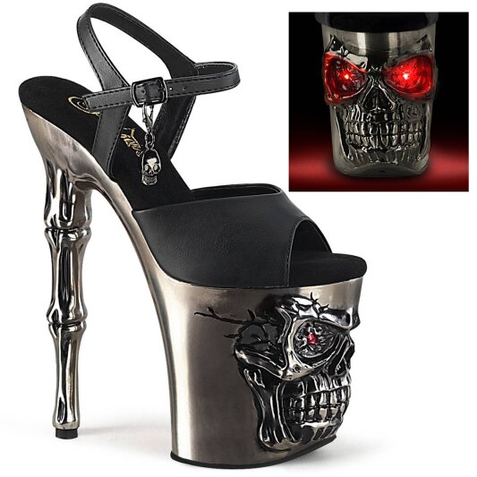Pleaser RAPTURE-809-LT Sandali con Plateau Similpelle Nero Argento EU-35 / US-5