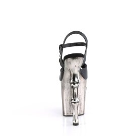 Pleaser RAPTURE-809-LT Sandali con Plateau Similpelle Nero Argento EU-35 / US-5