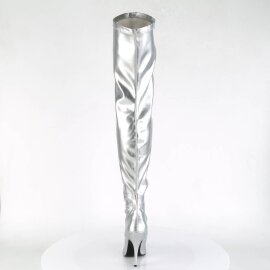 Pleaser SEDUCE-3000 Stivali Sopra Il Ginocchio Similpelle Argento EU-37 / US-7
