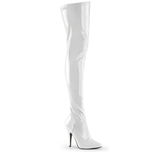Pleaser SEDUCE-3000 Stivali Sopra Il Ginocchio Vernice Bianco EU-37 / US-7