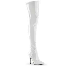 Pleaser SEDUCE-3000 Stivali Sopra Il Ginocchio Vernice Bianco EU-37 / US-7