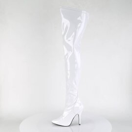 Pleaser SEDUCE-3000 Stivali Sopra Il Ginocchio Vernice Bianco EU-37 / US-7