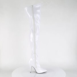 Pleaser SEDUCE-3000 Stivali Sopra Il Ginocchio Vernice Bianco EU-37 / US-7