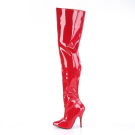 Pleaser SEDUCE-3010 Stivali Sopra Il Ginocchio Vernice Rosso EU-38 / US-8