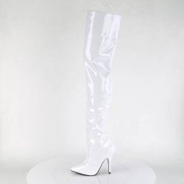 Pleaser SEDUCE-3010 Stivali Sopra Il Ginocchio Vernice Bianco EU-43 / US-13