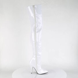 Pleaser SEDUCE-3010 Stivali Sopra Il Ginocchio Vernice Bianco EU-43 / US-13
