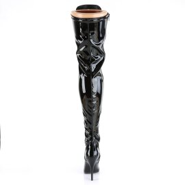Pleaser SEDUCE-3024 Stivali Sopra Il Ginocchio Vernice Nero EU-38 / US-8