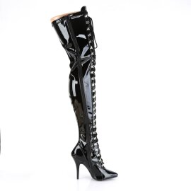 Pleaser SEDUCE-3024 Stivali Sopra Il Ginocchio Vernice Nero EU-38 / US-8