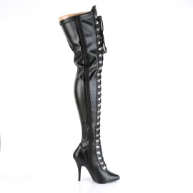 Pleaser SEDUCE-3024 Stivali Sopra Il Ginocchio Similpelle Nero EU-38 / US-8