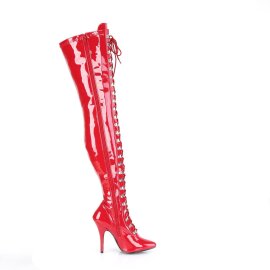 Pleaser SEDUCE-3024 Stivali Sopra Il Ginocchio Vernice Rosso EU-38 / US-8