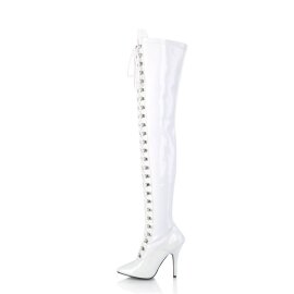 Pleaser SEDUCE-3024 Stivali Sopra Il Ginocchio Vernice Bianco EU-37 / US-7
