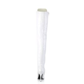 Pleaser SEDUCE-3024 Stivali Sopra Il Ginocchio Vernice Bianco EU-37 / US-7