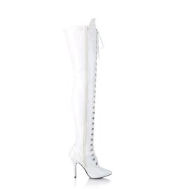 Pleaser SEDUCE-3024 Stivali Sopra Il Ginocchio Vernice Bianco EU-37 / US-7