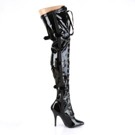 Pleaser SEDUCE-3028 Stivali Sopra Il Ginocchio Vernice Nero EU-37 / US-7