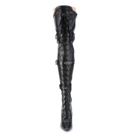 Pleaser SEDUCE-3028 Stivali Sopra Il Ginocchio Similpelle Nero EU-38 / US-8