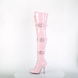 Pleaser SEDUCE-3028 Stivali Sopra Il Ginocchio Vernice Rosa Chiaro EU-38 / US-8