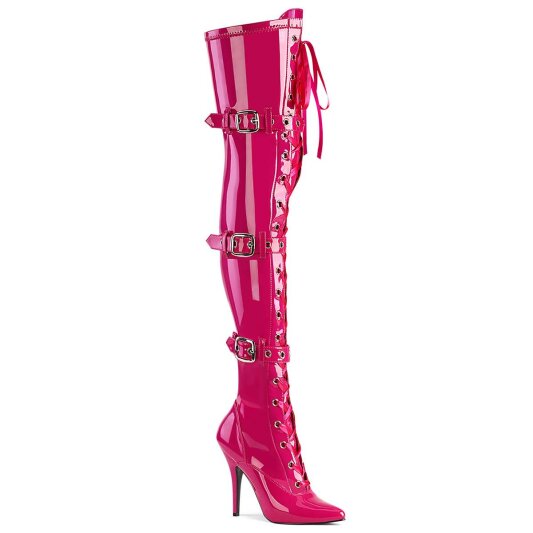 Pleaser SEDUCE-3028 Stivali Sopra Il Ginocchio Vernice Rosa EU-38 / US-8