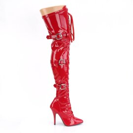 Pleaser SEDUCE-3028 Stivali Sopra Il Ginocchio Vernice Rosso EU-37 / US-7
