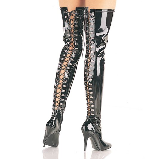 Pleaser SEDUCE-3063 Stivali Sopra Il Ginocchio Vernice Nero EU-37 / US-7
