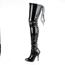 Pleaser SEDUCE-3063 Stivali Sopra Il Ginocchio Vernice Nero EU-37 / US-7