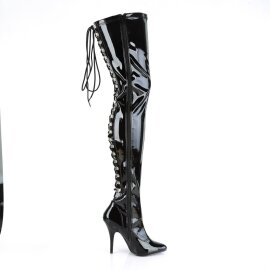 Pleaser SEDUCE-3063 Stivali Sopra Il Ginocchio Vernice Nero EU-37 / US-7