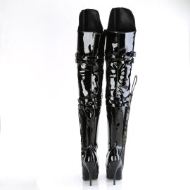 Pleaser SEDUCE-3080 Stivali Sopra Il Ginocchio Vernice Nero EU-37 / US-7
