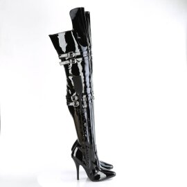 Pleaser SEDUCE-3080 Stivali Sopra Il Ginocchio Vernice Nero EU-37 / US-7