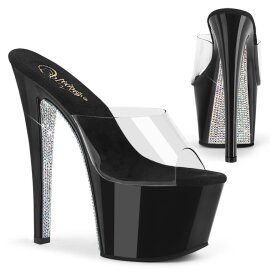 Pleaser SKY-301CRS Mules con Plateau Trasparente Nero...