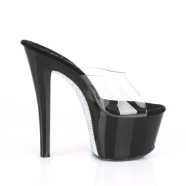 Pleaser SKY-301CRS Mules con Plateau Trasparente Nero EU-35 / US-5