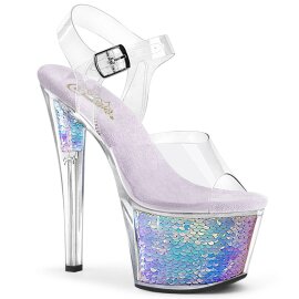 Pleaser SKY-308MC Mules con Plateau Trasparente Blu EU-35...