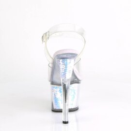 Pleaser SKY-308MC Mules con Plateau Trasparente Blu EU-39 / US-9