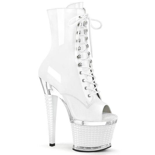 Pleaser SPECTATOR-1021 Stivaletti con Plateau Vernice Bianco EU-38 / US-8