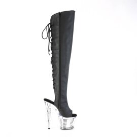 Pleaser SPECTATOR-3019 Stivali Sopra Il Ginocchio Con Plateau Pelle Cromato Nero EU-38 / US-8