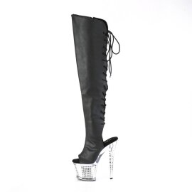 Pleaser SPECTATOR-3019 Stivali Sopra Il Ginocchio Con Plateau Pelle Cromato Nero EU-39 / US-9