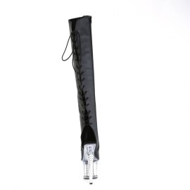 Pleaser SPECTATOR-3019 Stivali Sopra Il Ginocchio Con Plateau Pelle Cromato Nero EU-39 / US-9
