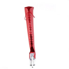 Pleaser SPECTATOR-3019 Stivali Sopra Il Ginocchio Con Plateau Similpelle Cromato Rosso EU-37 / US-7