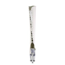Pleaser SPECTATOR-3019 Stivali Sopra Il Ginocchio Con Plateau Similpelle Cromato Bianco EU-36 / US-6