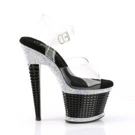 Pleaser SPECTATOR-708RS Sandali con Plateau Strass Argento EU-37 / US-7