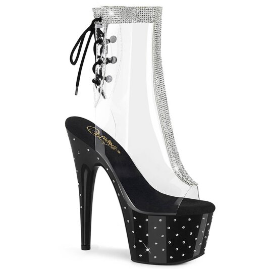 Pleaser STARDUST-1018C-2RS Stivaletti con Plateau Trasparente Nero EU-40 / US-10