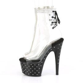 Pleaser STARDUST-1018C-2RS Stivaletti con Plateau Trasparente Nero EU-35 / US-5