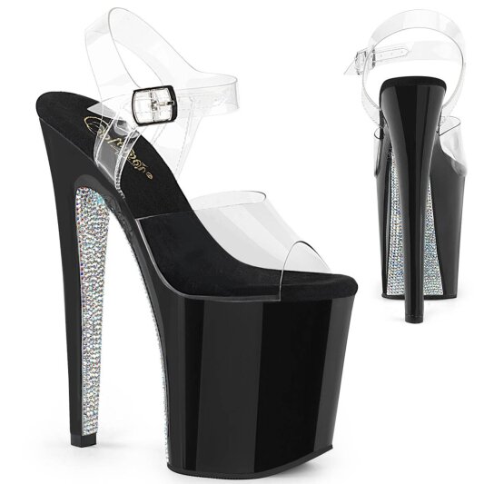 Pleaser XTREME-808CRS Sandali con Plateau Trasparente Nero EU-35 / US-5