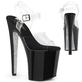 Pleaser XTREME-808CRS Sandali con Plateau Trasparente Nero EU-35 / US-5