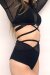Lunalae Claire Shorts a Vita Alta a Rete con Cut-Out Nero XS