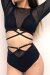 Lunalae Claire Shorts a Vita Alta a Rete con Cut-Out Nero XL