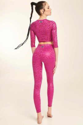 Paradise Chick Leggings Superhero Sticky Vita Alta Leopardato Rubino L