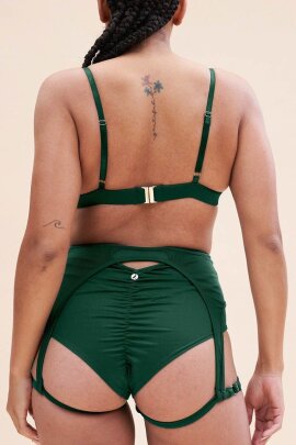Lunalae Cora Shorts a Vita Alta Verde Muschio L
