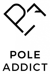 Pole Addict Logo nero su sfondo bianco