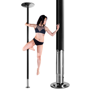 Palo da Pole Dance X-Pole nero con modella che danza su di esso